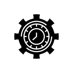 Clock settings black icon, concept illustration, vector flat symbol, glyph sign.