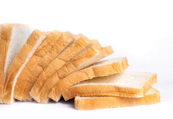 Slice of bread on a white background