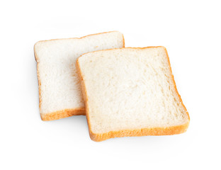Slice of bread on a white background