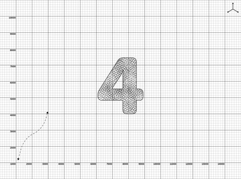 Paper art to 4 Number illustration