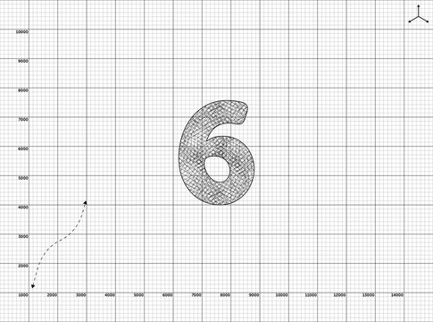 Paper art to 6 Number illustration