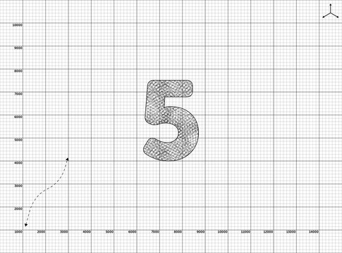 Paper art to 5 Number illustration