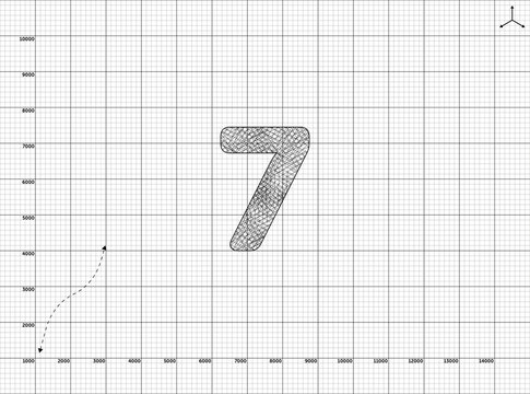 Paper art to 7 Number illustration
