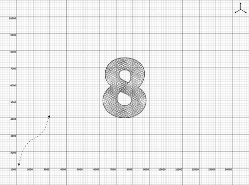 Paper art to 8 Number illustration