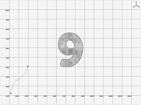 Paper art to 9 Number illustration