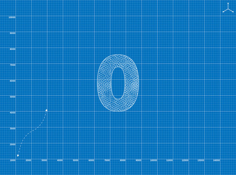 Blueprint to 0 Number illustration