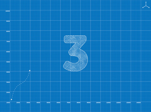 Blueprint to 3 Number illustration