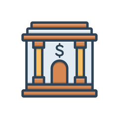 Color illustration icon for banking  