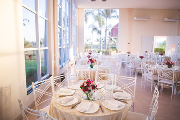 decorated tables for wedding party 