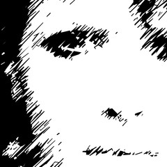 Twarz człowieka. Szkic. Ilustracja wektorowa. © Rzoog