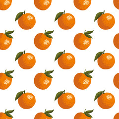 Vector summer pattern with oranges. Seamless texture design.