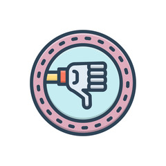 Color illustration icon for dislike