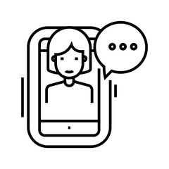 Mobile assistant line icon, concept sign, outline vector illustration, linear symbol.
