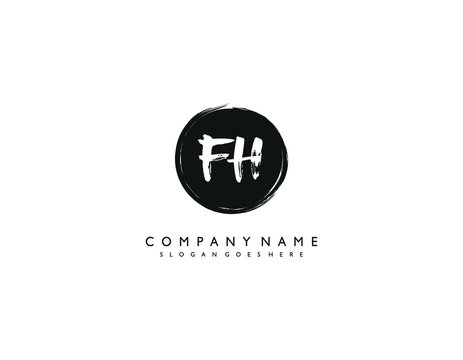FH initial letter elegant handwriting logo collection