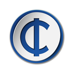 Cedi currency symbol on colored circle flat icon