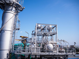 Heat recovery steam generator and sky in Combined-Cycle Co-Generation Power Plant which it so beautiful and popular to background power plant concept.
