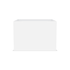 Blank square cardboard opened box mockup. Vector.