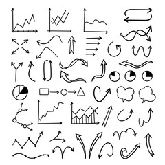 Business arrows hand drawn vector set.