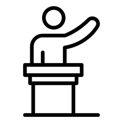 Tribune speaker icon. Outline tribune speaker vector icon for web design isolated on white background