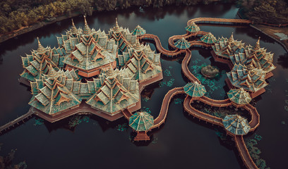Obraz premium Ancient City temples, Muang Boran in Bangkok Thailand