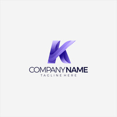 modern logo letter k initial gradient multicolor design template