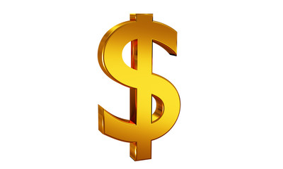 Obraz premium 3D Dollar Gold with white Background
