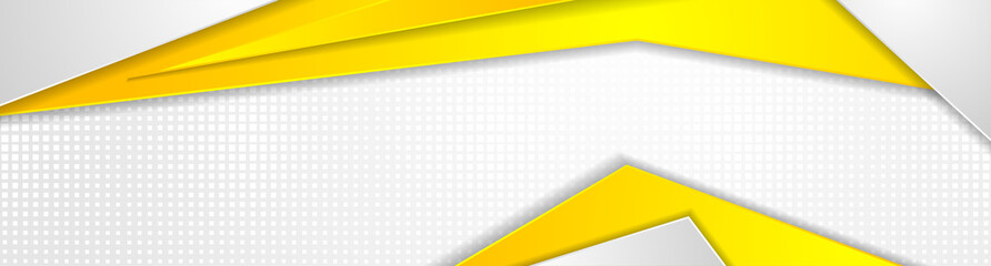 Abstract yellow and grey tech geometric banner design. Vector web header corporate background