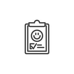 Positive feedback rating line icon. linear style sign for mobile concept and web design. Customer satisfaction document outline vector icon. Symbol, logo illustration. Vector graphics