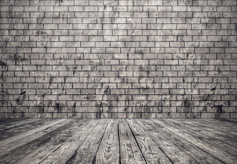 room with brick wall