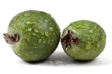 Wet feijoa fruits