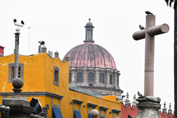 Dome of catholic church in the historic center in Mexico City.