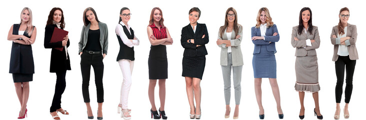 panoramic collage of a group of successful young business women.
