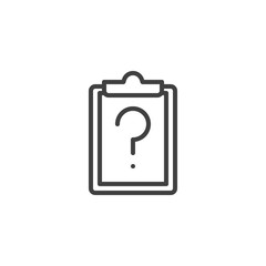 Questionnaire form line icon. linear style sign for mobile concept and web design. Paper clipboard with question mark outline vector icon. Symbol, logo illustration. Vector graphics
