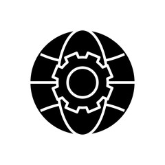 Global settings black icon, concept illustration, vector flat symbol, glyph sign.