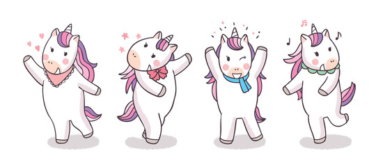 Obraz na płótnie Canvas Cartoon cute sweet unicorn vector.