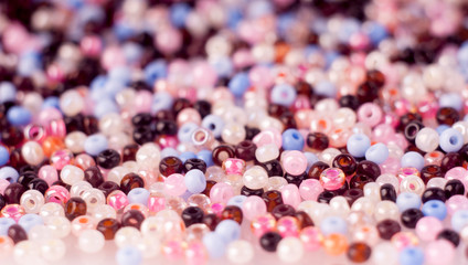 Small multi-colored beads