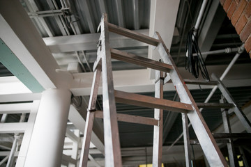 repair in the apartment, a staircase with a building tool