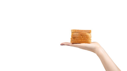 Whole wheat bread, healthy food. Isolated on white.