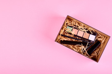 Make up concept idea, flat lay photo.