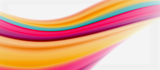 Wave lines abstract background, smooth silk design with rainbow style colors. Liquid fluid color waves. Vector Illustration