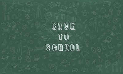 Concept of education School chalkboard with different stuff. Welcome back to school design vector.