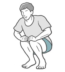 屈伸　若い男性　ストレッチ　裸足