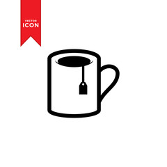 Tea mug icon vector. Coffee mug icon. Simple design on white background.