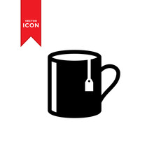 Tea mug icon vector. Coffee mug icon. Simple design on white background.