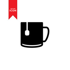 Tea mug icon vector. Coffee mug icon. Simple design on white background.