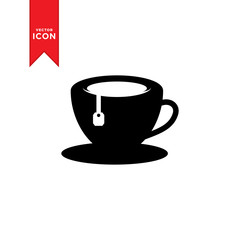 Tea mug icon vector. Coffee mug icon. Simple design on white background.