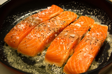Raw Salmon Fillet with Seasoning