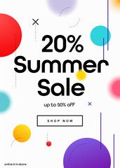 20% OFF Spring Season Sale Online Shopping Newsletter Ad Promo Campaign. Coupon, Voucher, Banner Design Concept. Minimal banner with Shop Now Button.