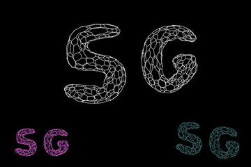 5G network sign. Wireless internet symbol. Vector wireframe outline  illustration.