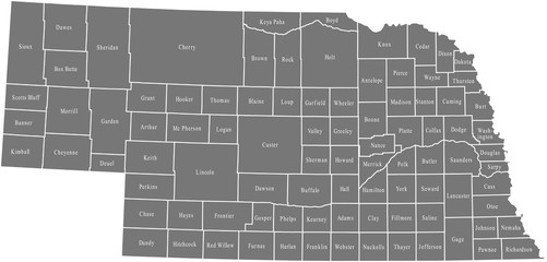 map of Nebraska - obrazy, fototapety, plakaty